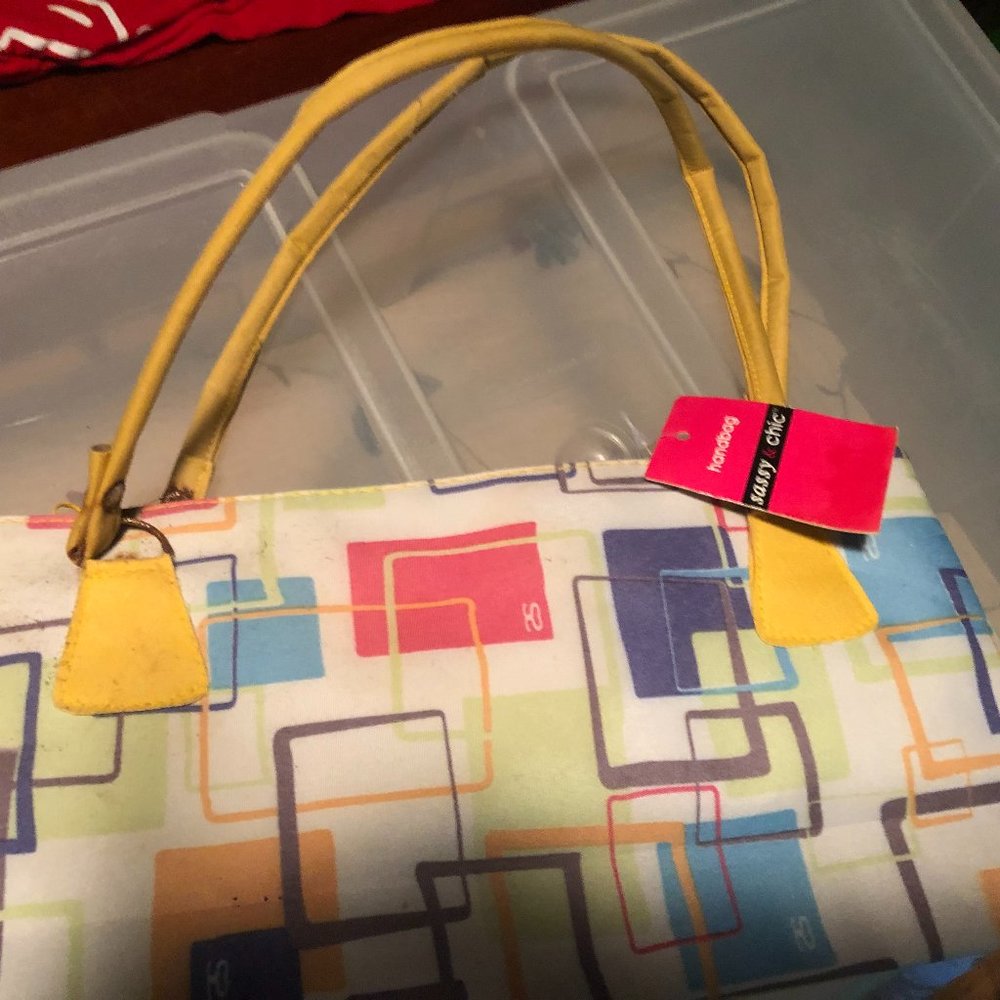 Multi-colored Geometric Print Handbag